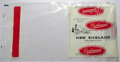 Vintage 1960’s Cushman’s New England Bread Plastic Wrapper • $6.99