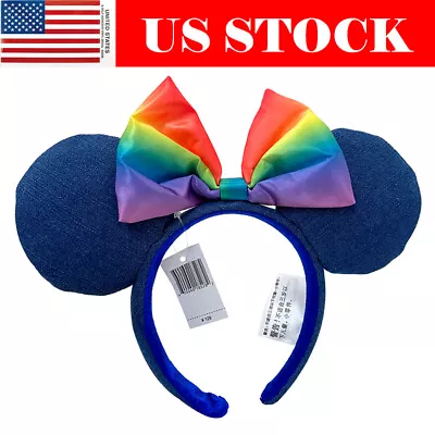 Disney- Rainbow Denim Ears Minnie Mouse Women Girl Accessories Party Hairband • $16.60