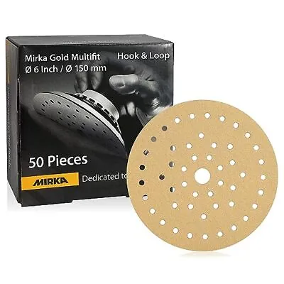 Mirka Gold Multifit 6'' Sandpaper Grit 180 Hook And Loop 6 Inch Sanding Discs • $37.99