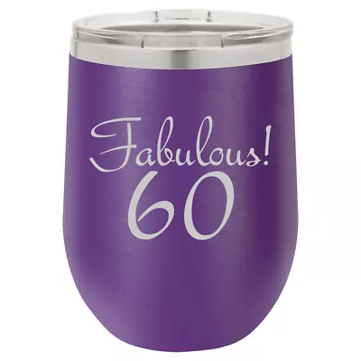 Stemless Wine Tumbler Coffee Travel Mug Glass Fabulous 60 60th Birthday • $25.99