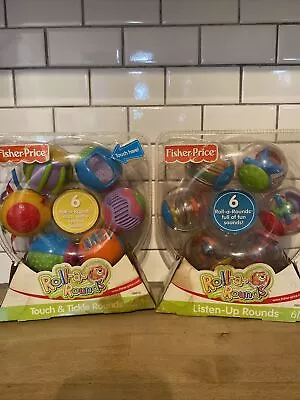 2 Fisher Price Roll A Rounds Balls Sensory Touch & Tickle Listen Up Rounds NEW • $60.74