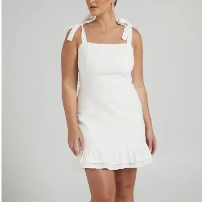 $25 • Buy Showpo White Mini Ruffle Dress Size 10