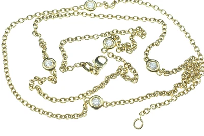$1550 • Buy Vintage Designer 23 3/4  18K Italy 750 Gold Diamonds By The Yard Chain Necklace