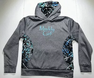 Moon Shine Hooded Sweatshirt Women's M Muddy Girl Gray Teal Camo Hoodie • $24.95