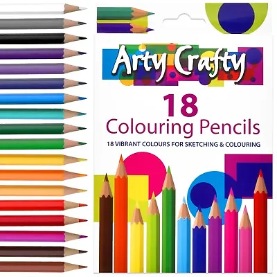 Colouring Pencils 18Pc Set Artist Art Coloured Colour Pencil Crayons Adult/Kids • £3.98