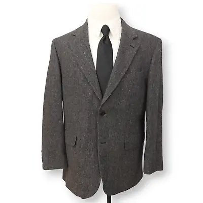 $49.99 • Buy LANDS END VINTAGE TWEED Mens Gray Herringbone Sport Coat Suit Jacket Blazer 42 R