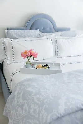 YVES DELORME Ecume Embroidery Double Duvet Cover Egyptian Cotton Grey BNWT • £147.99