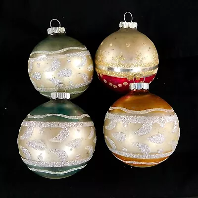 Vintage Lot 4 Shiny Brite Mercury Glass Striped Sterciled Glitter Ornaments • $24.89