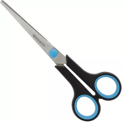 Westcott Scissors Easy Grip 7 Inch Ergonomic Rubber Soft Grip Stainless Steel • £4.45