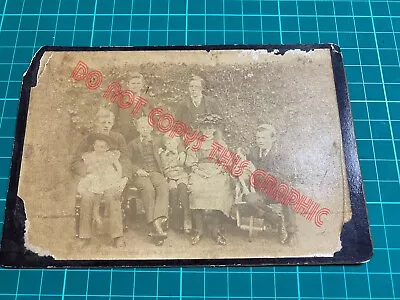 Large Family Group & Jack Russel Dog Cabinet Card Photograph Studio Unknown • £10.60