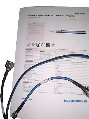 4ea.  Huber-Suhner Rg142 -50 Ohm Coaxial Cables Up To 6 Ghz Plus Data Sheet Set • $24.95