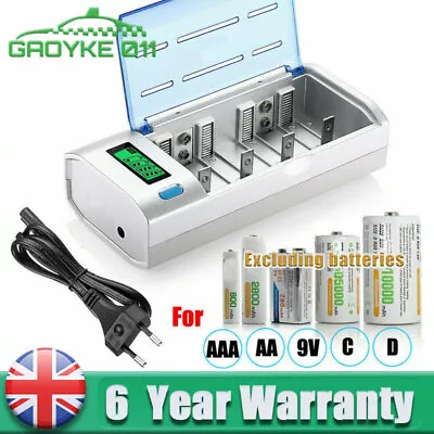 Universal Battery Charger AA AAA C D 9V Ni-MH NiMH Rechargeable Batteries Charge • £18.98