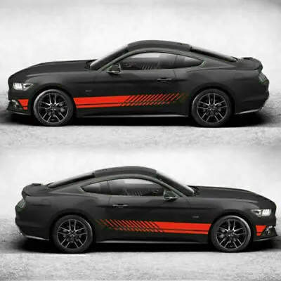 2 Universal Side Stripes Car Stickers Side Stickers Racing Stripes Decor Red • £10.69