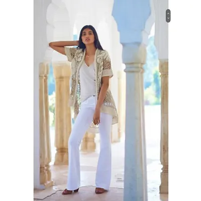 MiH/Made In Heaven The Marrakesh White Jeans Mid Rise Kick Flare Size 31 • £106.06