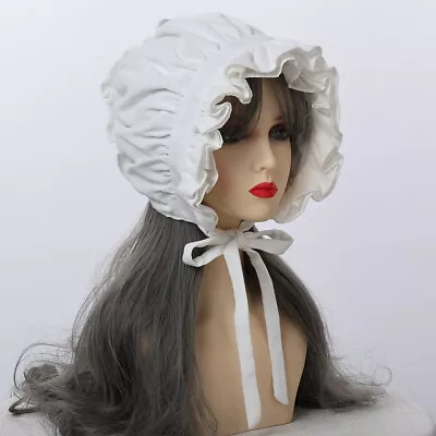 Vintage Victorian Lolita Girl's Bonnet Hat Costume Lace Up Hat 2 Colors • $38.65