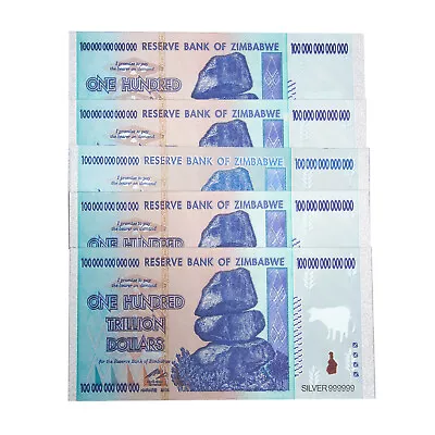 5x Zimbabwe 100 Trillion Dollar Banknote (Non-circulating) World Collection Bill • $16.99