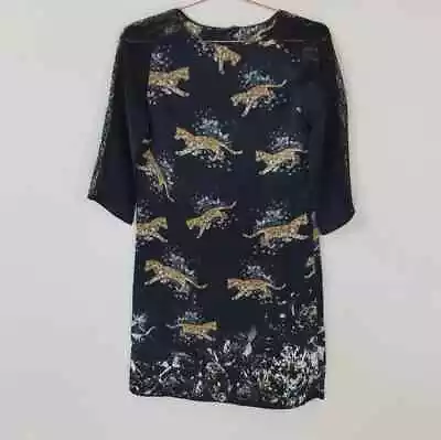 Pre-Owned ZARA S Leopard Print Silk Lace Sleeve Dress Women • $29.99