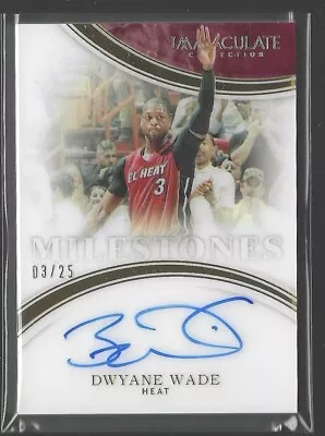 2016-17 Immaculate Milestones DWYANE WADE On Card Auto 3/25 Jersey Number Match • $2450