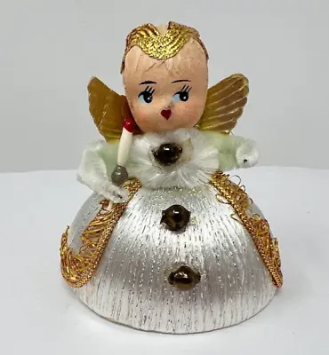 Vintage Christmas Angel Chenille White Gold Japan Mid Century Modern • $14.99