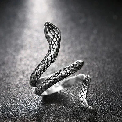 Punk Snake Ring Vintage Silver Adjusatable Rings For Men Women Party Jewelry • $1.64