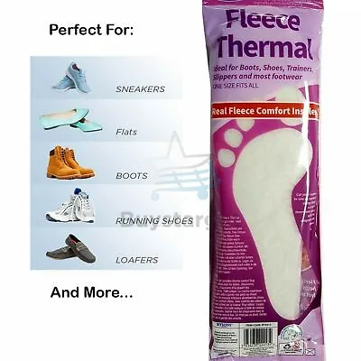 £3.25 • Buy 🔥4x Thermal Shoe Insoles Thick Warm Fleece Insert Comfort Foot Feet Men Women