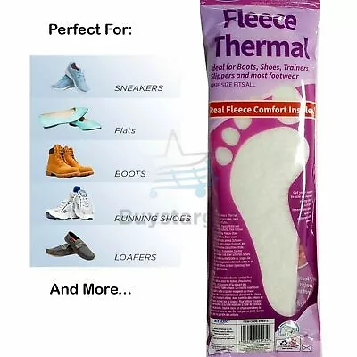 🔥4x Thermal Shoe Insoles Thick Warm Fleece Insert Comfort Foot Feet Men Women • £3.25