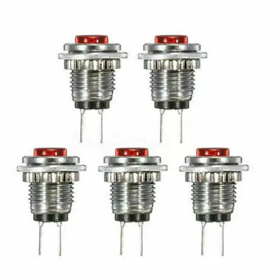 5X Red DS-101 Micro Push Button Switch 8mm Mount Reset Momentary Cap Round 2 Pin • $3.20