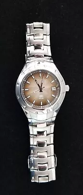 Fossil Blue SS Silver Tone Date Watch AM3884 Amber Dial 7.75  Max New Battery • $29.99