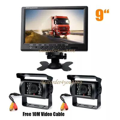 9  Car LCD Monitor Rear View Kit + 2x 18 IR Vehicle Reverse Backup Camera 12-24V • $80.99