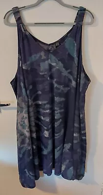 Rainbow Bon Prix Sleeveless Navy Print Batik Sun Dress Size 30/32 60” RP£35 BNWT • £15