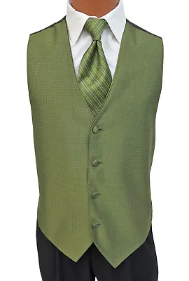 Men's Jean Yves Sterling Olive Green Tuxedo Vest & Tie Wedding Groom Prom • $4.46