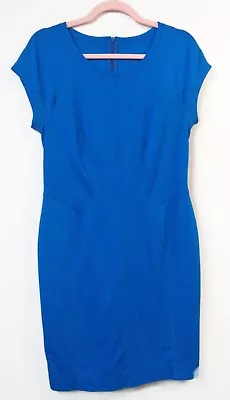 Marc Cain WM N4 (US 10/12) Blue Bodycon Dress Cap Sleeve W21.15 J15 Color 355 • $29.74