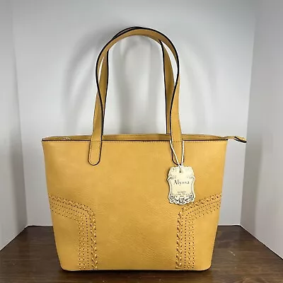 Alyssa Hand Vegan Bag Mustard Yellow Stylish Large Shoulder Lead Safe Zipper • $22.09