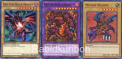 Yugioh Meteor Black Dragon + Red-Eyes Black Dragon + Meteor Dragon Set • $9.95