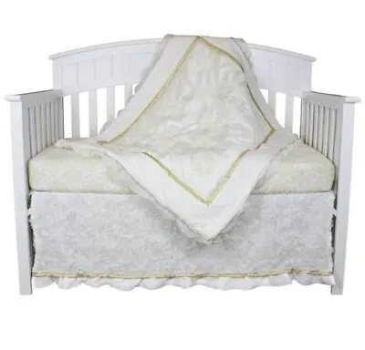 The Peanut Shell Crib Bedding Set- Juliet Baby Girl Crib Bedding Ivory/Gold/Wt • $85