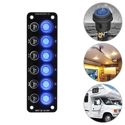 Waterproof 6 Gang Switch Panel W/ LED For DC 12-24V Yacht Marine Boat Breaker AU • $25.59