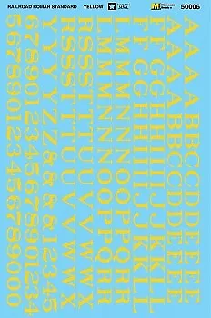 Microscale O Scale Decals: Railroad Roman Letters And Numbers - Yellow • $8.50