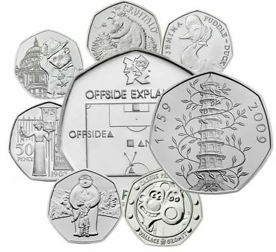 UK 50p BRILLIANT UNCIRCULAT​ED ENGLISH DECIMAL FIFTY PENCE COINS CHOICE OF DATE • £12.99