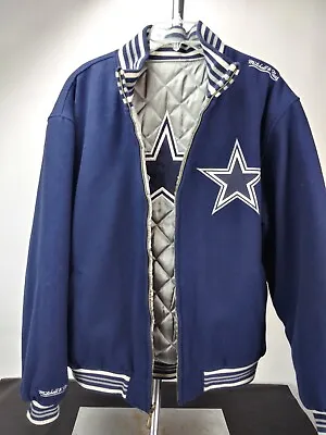 Dallas Cowboys Mitchell & Ness Throwback Jacket Rare 90s Reversible Wool XL~READ • $152.99