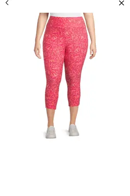 New Terra & Sky Women Plus High Rise Animal Print Capri Leggings Super Soft Upic • $14.98