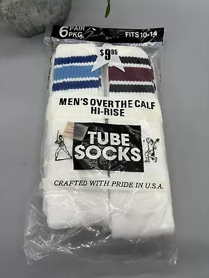 Vintage Men’s Over The Calf Hi-Rise Tube Socks (6 Pr) NOS Sz 10-14 • $39.99