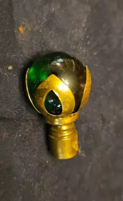 GREEN Glass Marble & Brass Vintage Mid Century Lamp Finial • $23.50