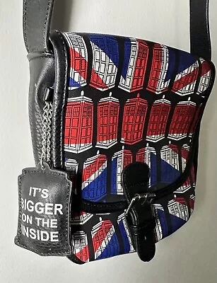 Doctor Who Tardis Crossbody Union Jack Purse Shoulder Bag 8  Red White & Blue  • £18.27