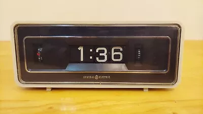 Vintage GENERAL ELECTRIC GE ALARM CLOCK Flip Numbers 8126 ALMOND TESTED • $30