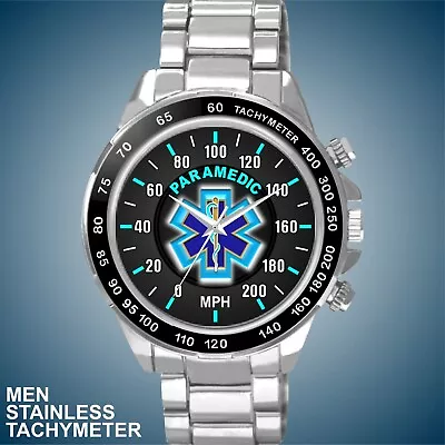 Paramedic 200 MPH Blue Star Of Life Cross Design Speedometer Tachymeter Watch • $48.98