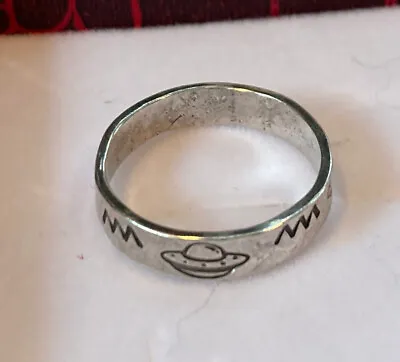 Fun UFO Band Ring 925 Sterling Silver Ring Handmade Size 6.5 • $33