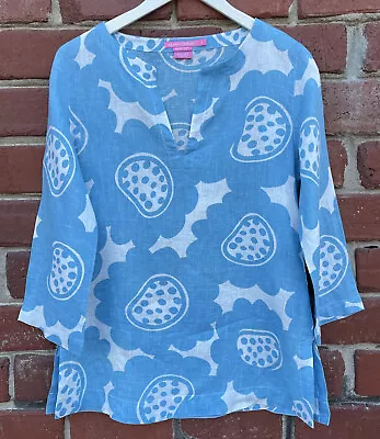 $24.99 • Buy Island Company Womens Sz Small Beach Tunic Top 100% Linen Floral  3/4 Sleeve