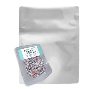 $58.99 • Buy 100 Pack 7 Mil One Gallon Premium Century Mylar Bags + 500cc Oxygen Absorbers