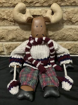 Moose Cabin Decor With Sweater And Mittens 17  • $11.99