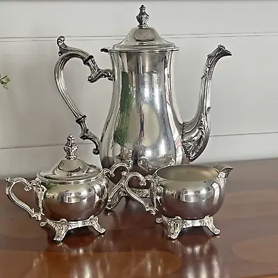 Wm Rogers 800  Silver Plate Three-piece Tea Coffee Service Set Likely 1900-1940 • $64
